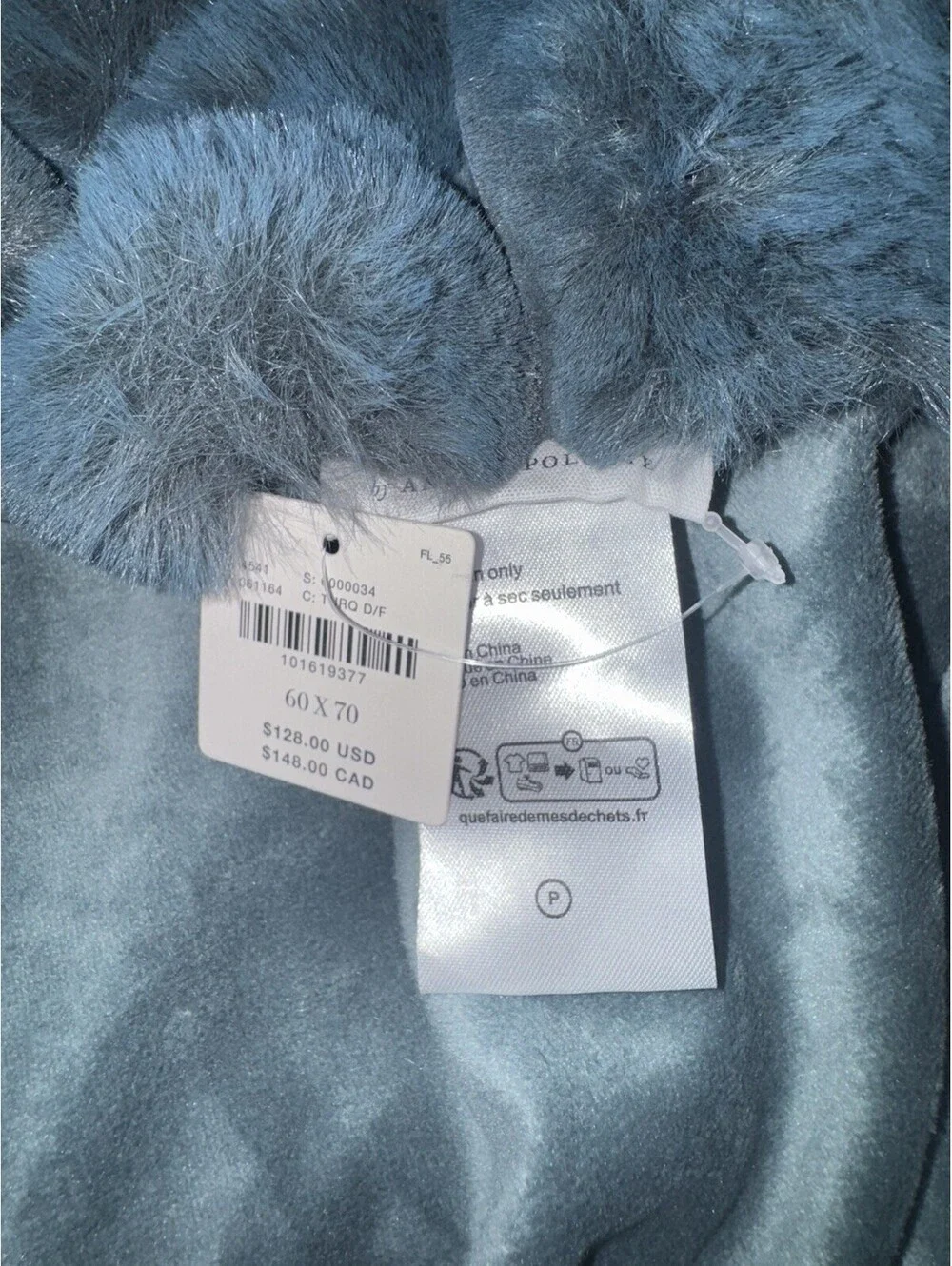 NWT Anthropologie Faux Fur Throw Blanket 60